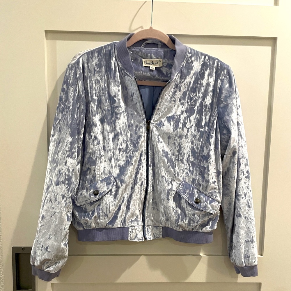 Cloud Chaser Crushed Velvet Blue Gray Jacket L